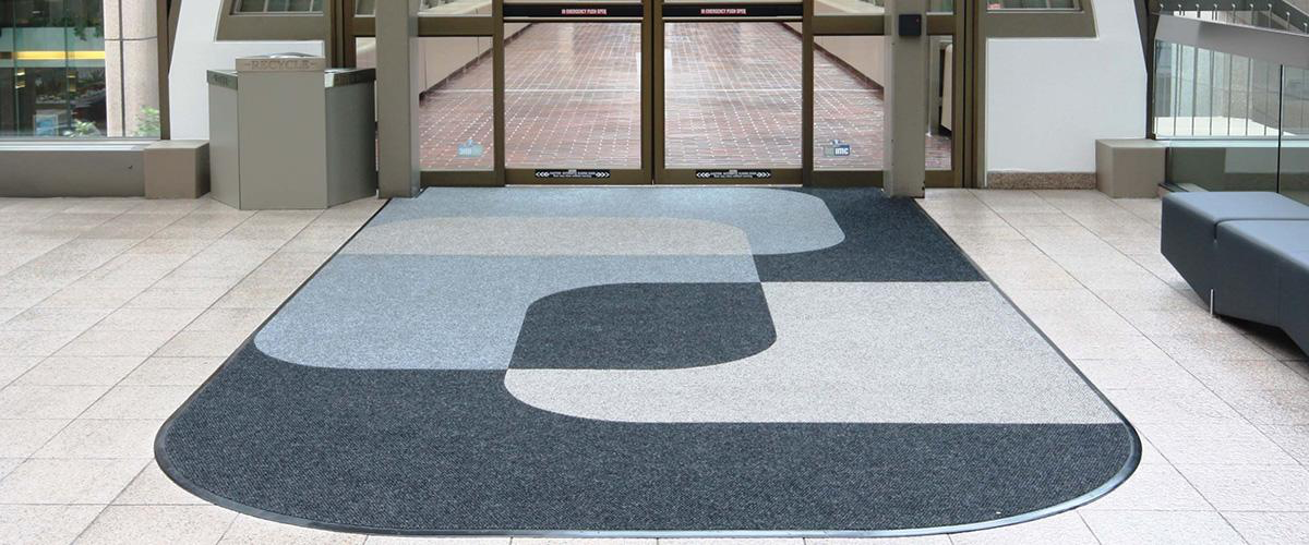 Commercial entrance matting in a building lobby