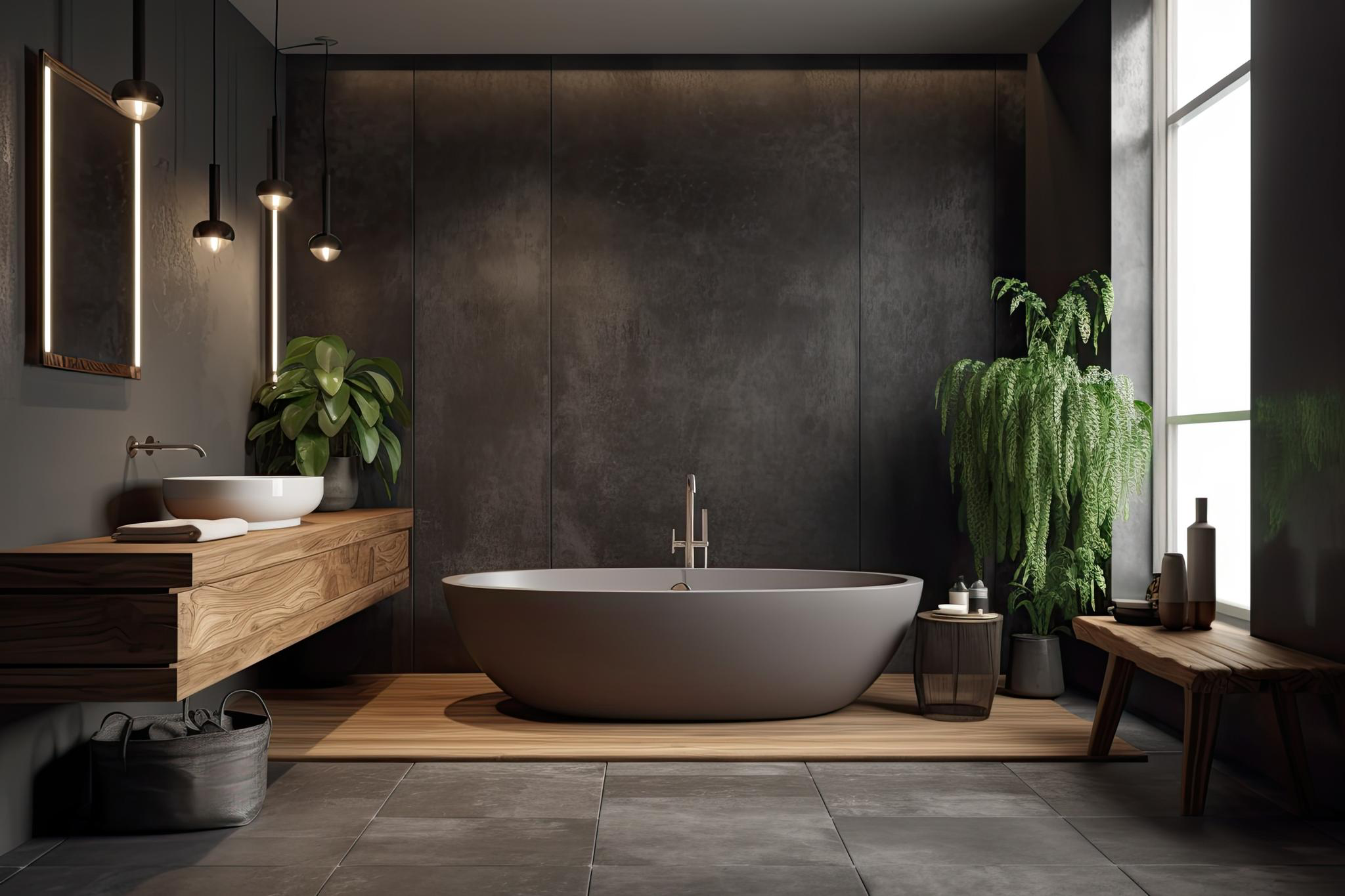 Tile bathroom installation with modern finishes